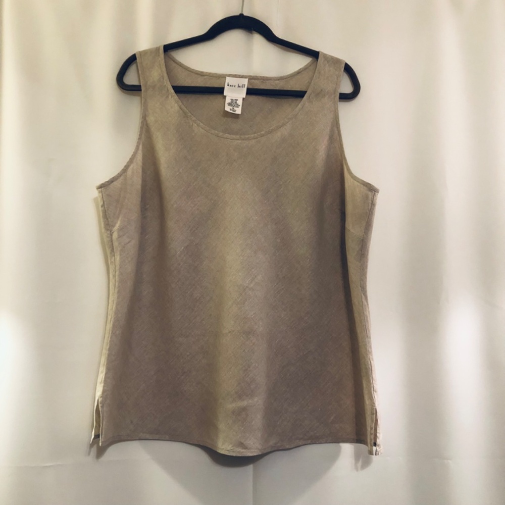 Kate Hill 100% Linen Wheat Sleeveless Top